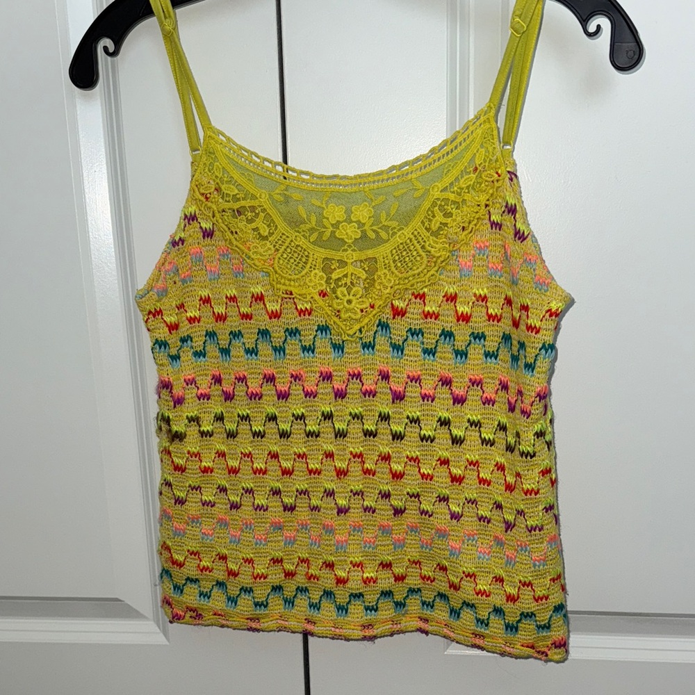 Vintage free people crochet tank macrame crochet lace